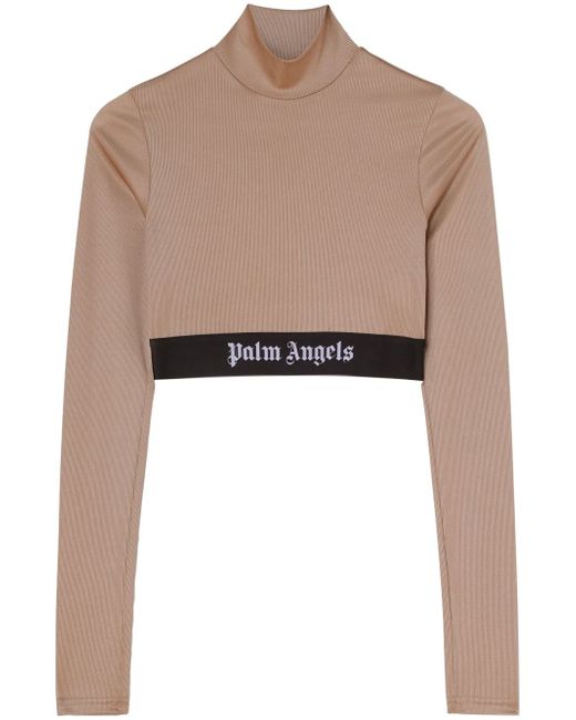 Palm Angels logo-tape cropped T-shirt