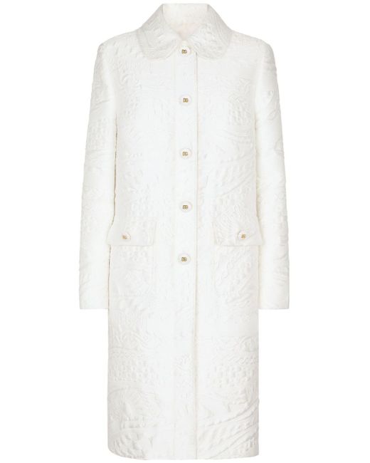 Dolce & Gabbana floral-jacquard belted coat