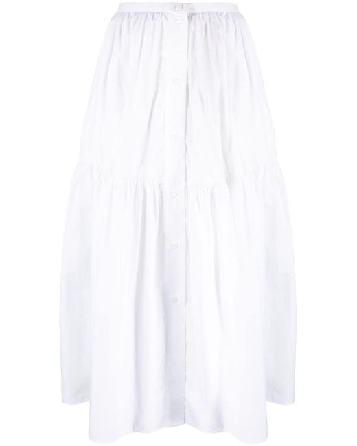 Patou button-up tiered midi skirt