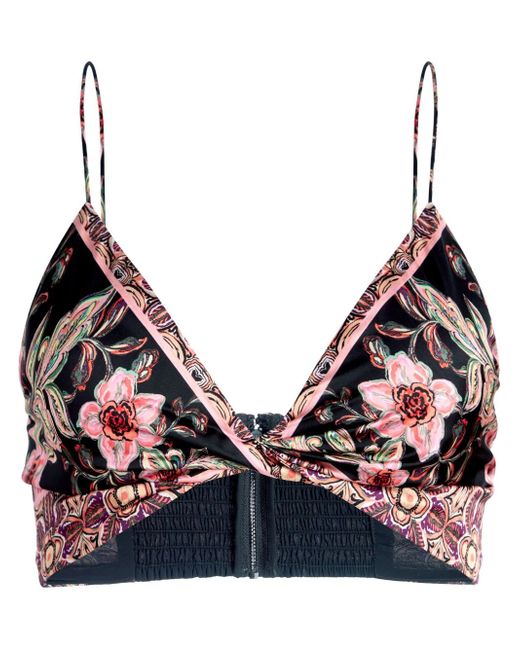 Alice + Olivia Tay floral-print cropped top