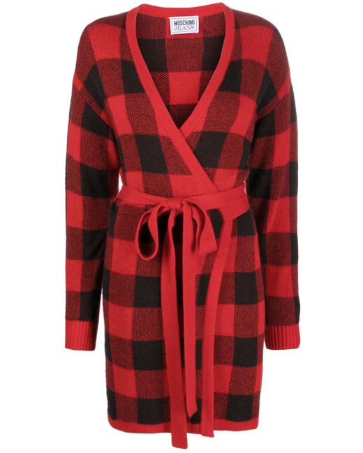 Moschino Jeans plaid-pattern belted cardigan