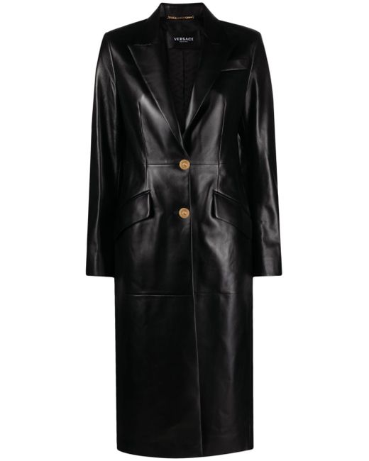 Versace leather single-breasted coat