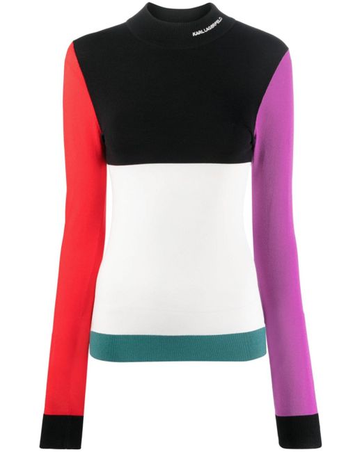 Karl Lagerfeld colour-block fine-knit jumper