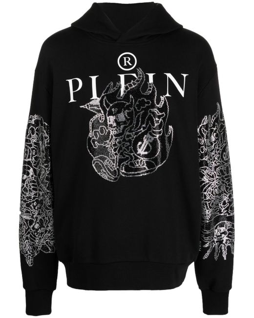Philipp Plein logo-print pullover hoodie