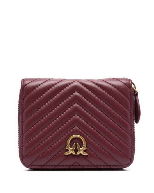 Pinko Love Birds-buckle quilted leather wallet