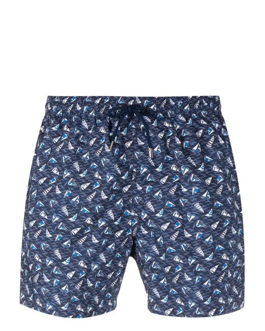 Canali sailing-boat print swim shorts