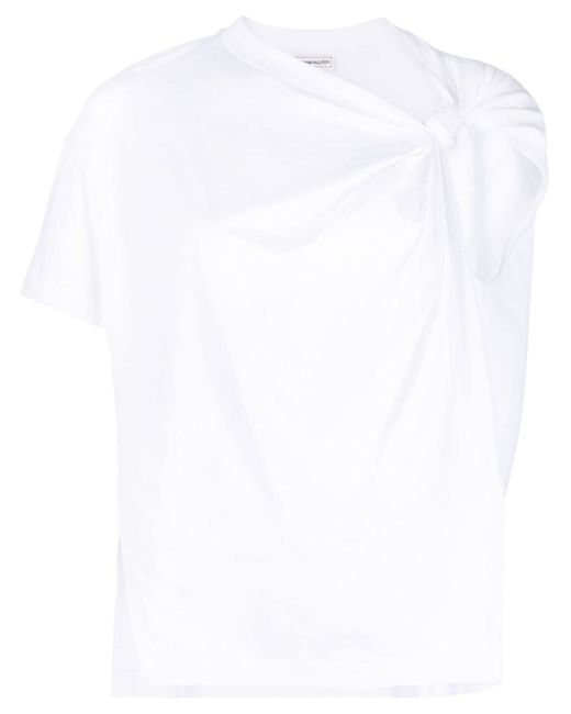 Alexander McQueen knotted asymmetric cotton T-shirt