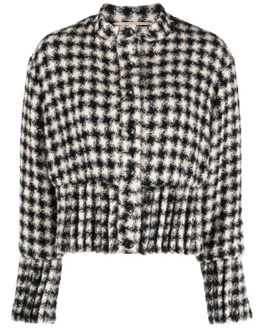 Rochas cropped houndstooth tweed jacket