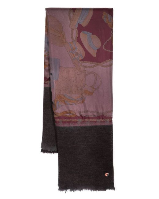 Avant Toi graphic-print cashmere-silk scarf