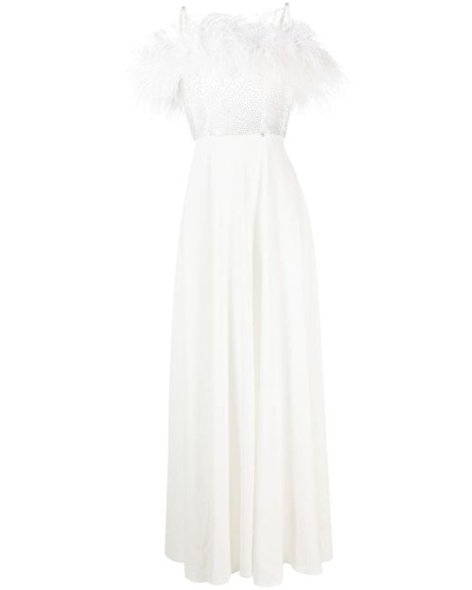 Nissa feather-trim detail gown