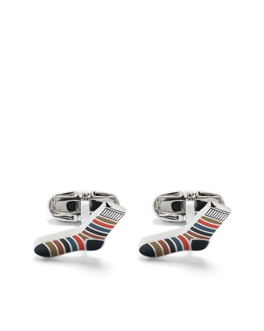 Paul Smith Artist Stripe sock-shape cufflinks