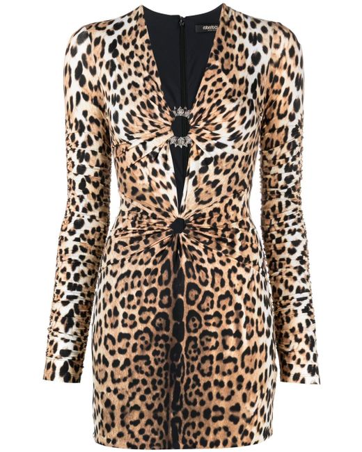 Roberto Cavalli leopard print V-neck minidress