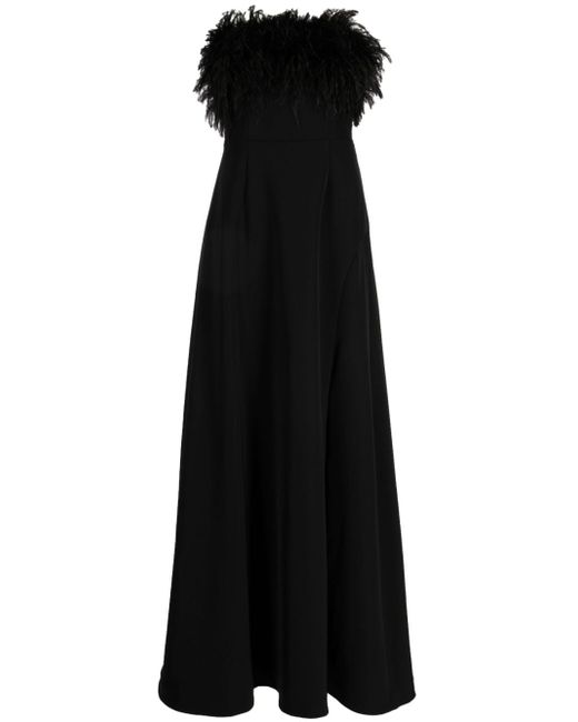 Rachel Gilbert Linc feather-embellished strapless gown