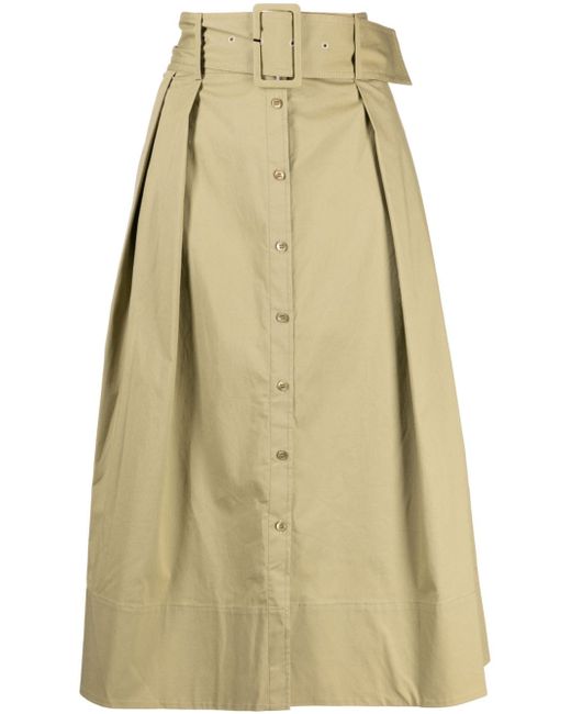 Staud buttoned A-line midi skirt