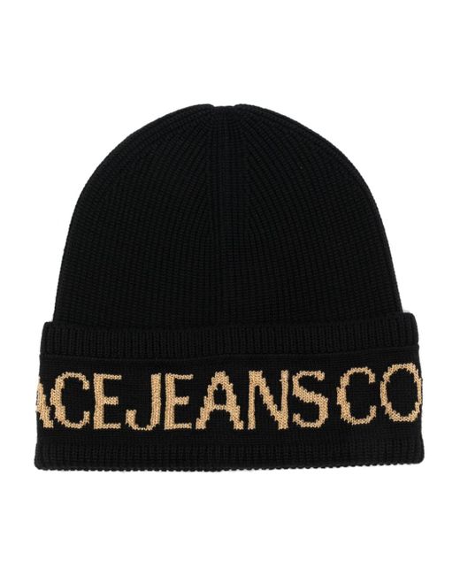 Versace Jeans Couture intarsia-logo wool beanie