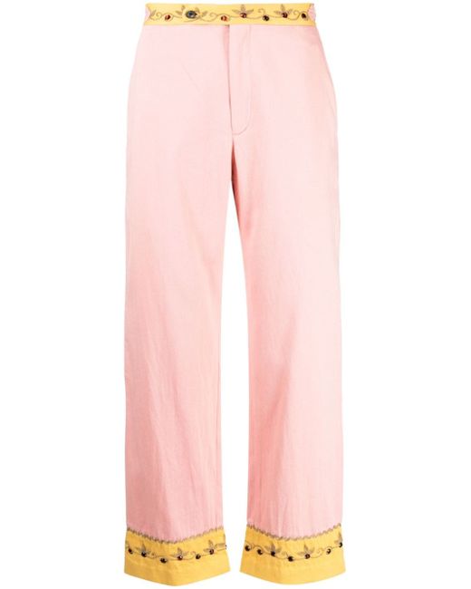 Bode crystal-embellished cropped trousers
