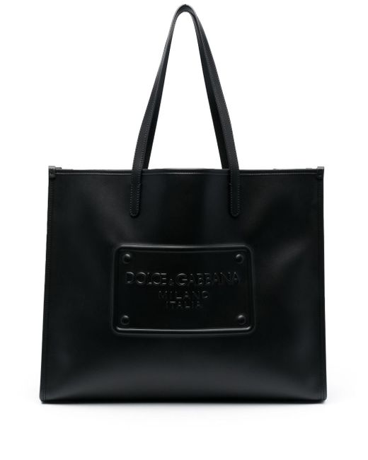 Dolce & Gabbana logo-embossed leather tote bag