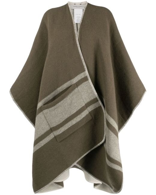 Golden Goose striped batwing-sleeve felted cape