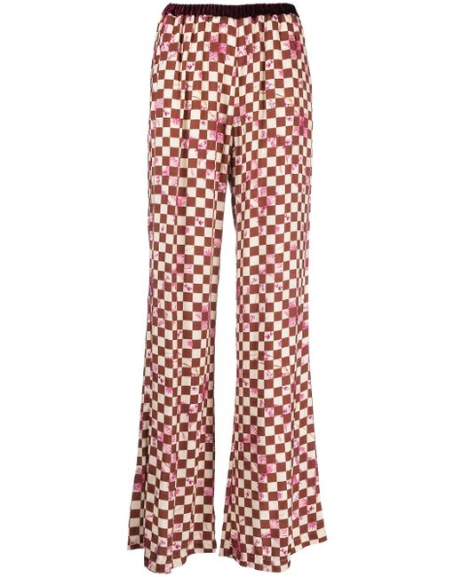 Forte-Forte checkerboard-print flared trousers