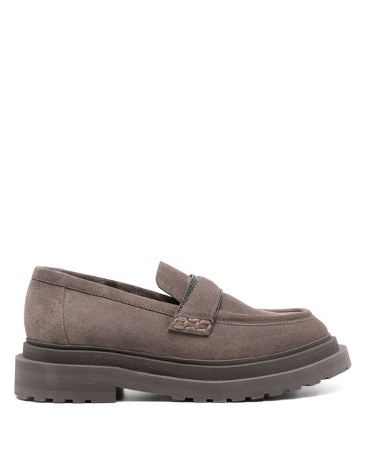 Brunello Cucinelli slip-on suede leather loafers