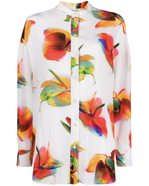 Alexander McQueen floral-print silk shirt