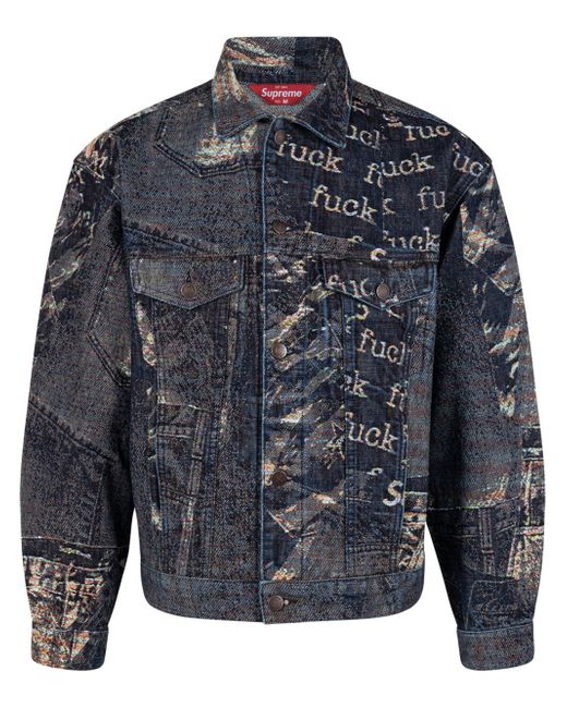 Supreme Archive denim jacquard trucker jacket