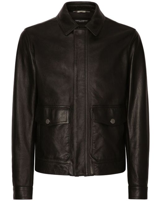 Dolce & Gabbana collared leather coat