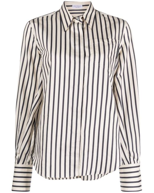 Brunello Cucinelli striped long-sleeve shirt