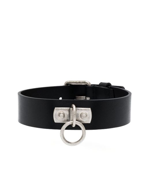 Moschino ring-hardware leather choker necklace