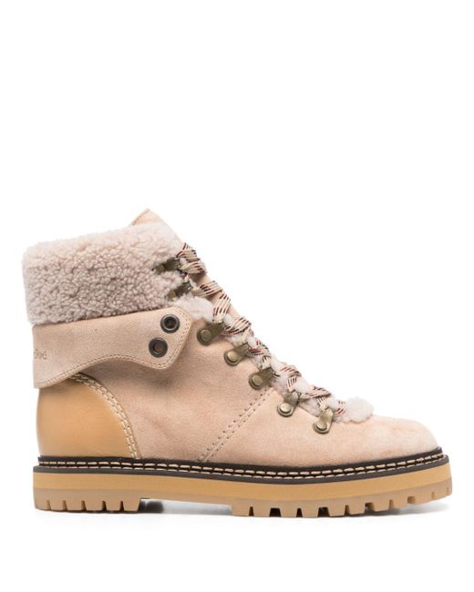 See by Chloé Eilieen shearling leather ankle boots