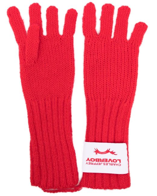 Charles Jeffrey Loverboy logo-patch knitted gloves