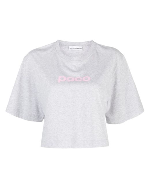 Paco Rabanne logo-print cropped T-shirt