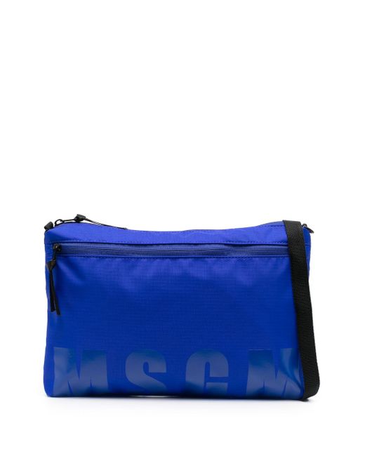 Msgm large logo-print messenger bag