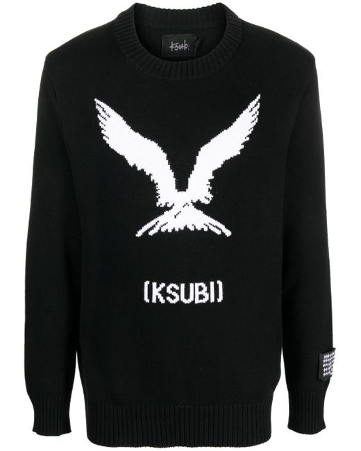 Ksubi logo-intarsia knitted jumper