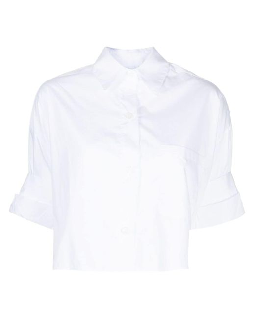 Twp folded-sleeve cropped shirt