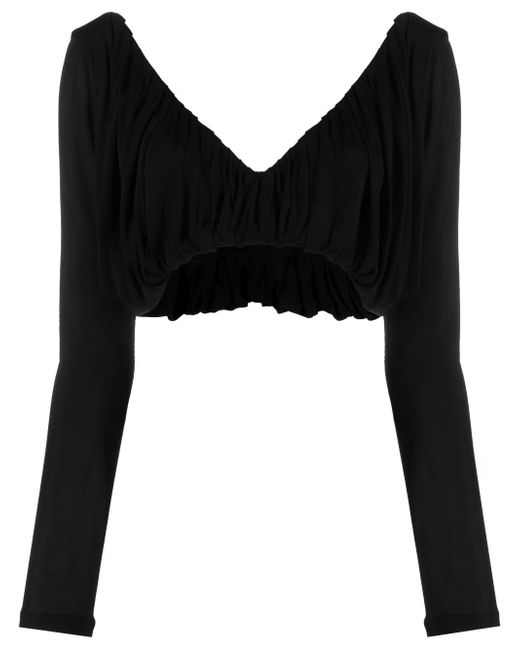 Saint Laurent gathered jersey cropped top