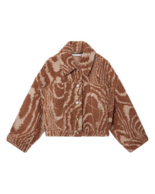 Stella McCartney woodgrain-print shearling jacket