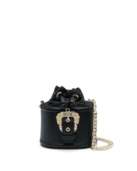 Versace Jeans Couture engraved-logo grained bucket bag