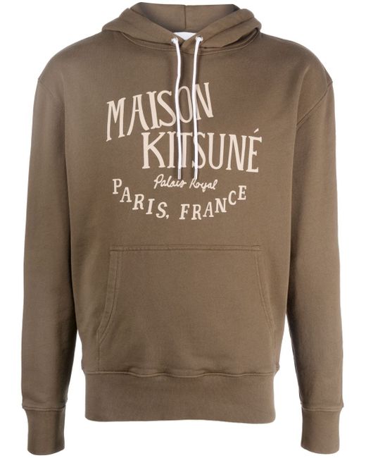 Maison Kitsuné logo-print jersey-fleece hoodie