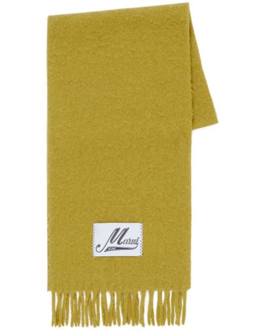 Marni logo-patch knitted scarf
