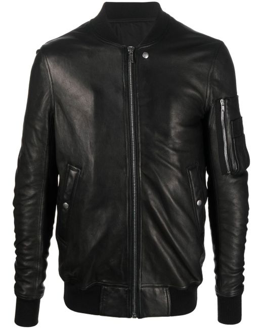 Rick Owens leather zip-up bomber jacket