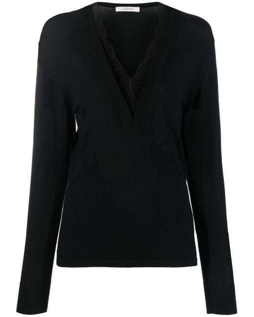 Dorothee Schumacher lace-detail long-sleeve wool top