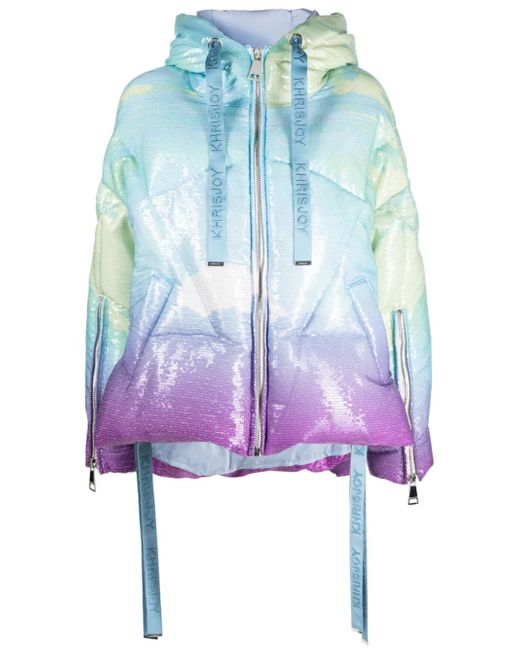 Khrisjoy sequin-design zip-up hooded jacket