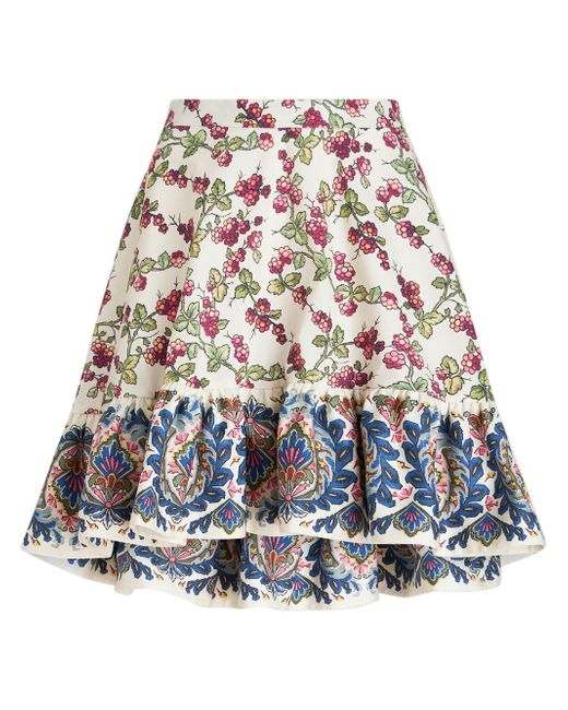 Etro Berry-print ruffled miniskirt