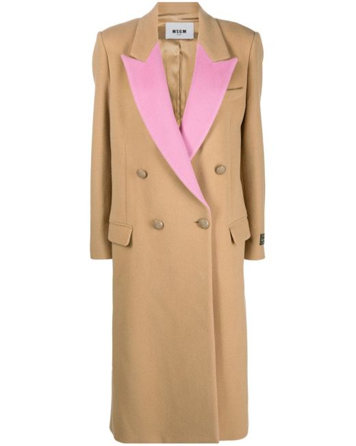 Msgm contrasting-lapel double-breasted coat