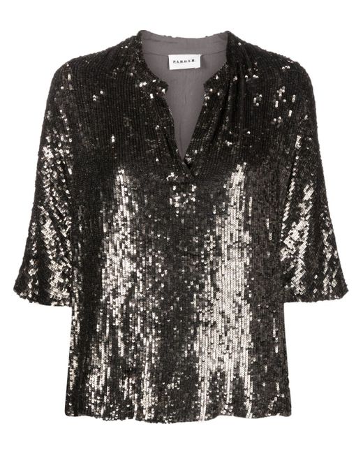 P.A.R.O.S.H. sequin-embellished short-sleeve top