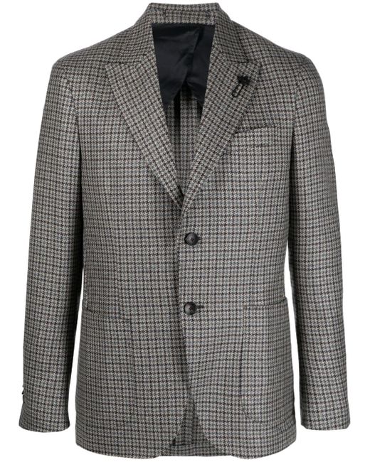 Lardini houndstooth-pattern peak-lapels blazer