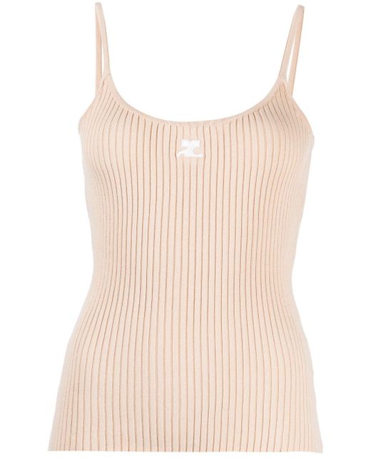 Courrèges logo-embossed ribbed-knit tank top