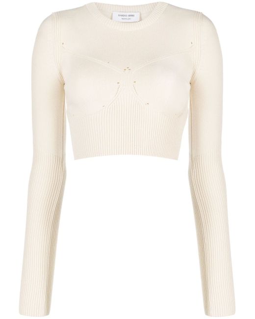 Marine Serre crew-neck knitted cropped top