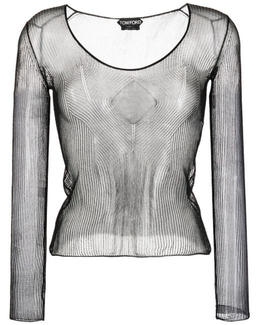 Tom Ford sheer ribbed jersey top